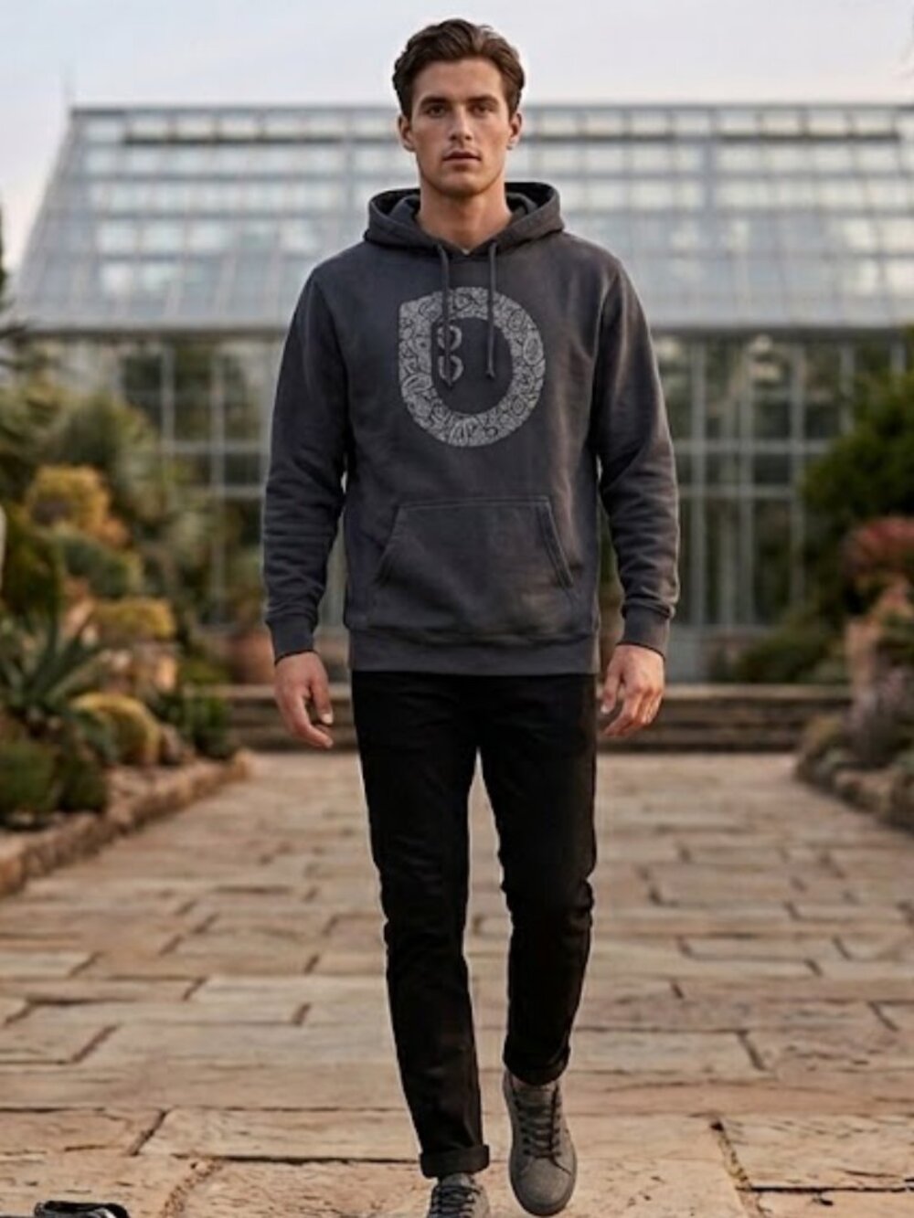 Hedonskate Heavy Dark Gray Paisley Logo Hoodie Size XL Skatewear
